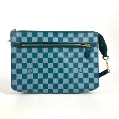 Pre-owned Louis Vuitton Cyan Green Pvc Leather Clutch Bag Shoulder Bag ()
