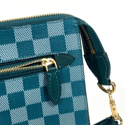Pre-owned Louis Vuitton Cyan Green Pvc Leather Clutch Bag Shoulder Bag ()