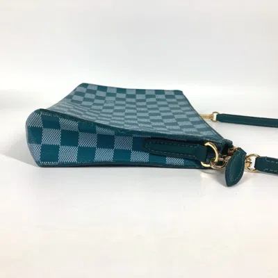 Pre-owned Louis Vuitton Cyan Green Pvc Leather Clutch Bag Shoulder Bag ()