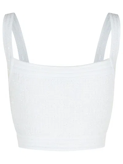 Balmain Cotton Blend Top Button Embellishments In White