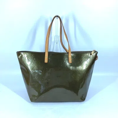 Pre-owned Louis Vuitton Khaki Vert Bronze Monogram Vernis Shoulder Bag Tote Bag ()