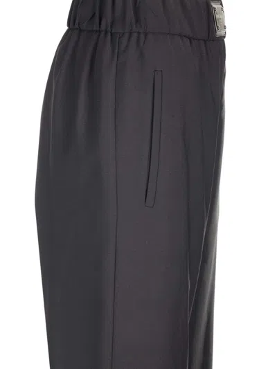 Dolce & Gabbana Black Wool Flared Trousers Black