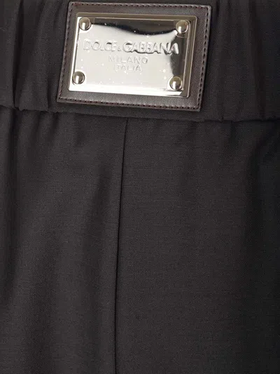 Dolce & Gabbana Black Wool Flared Trousers Black
