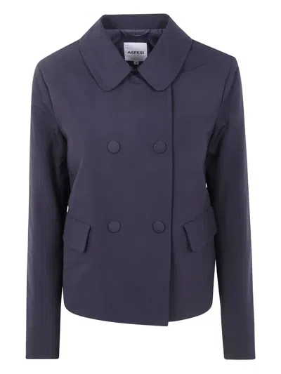 Aspesi Aranciata Double Breasted Jacket In Blue
