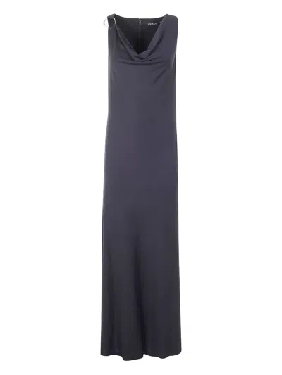 Ralph Lauren Cowl-neck Ring-detail Maxi Dress In Blue