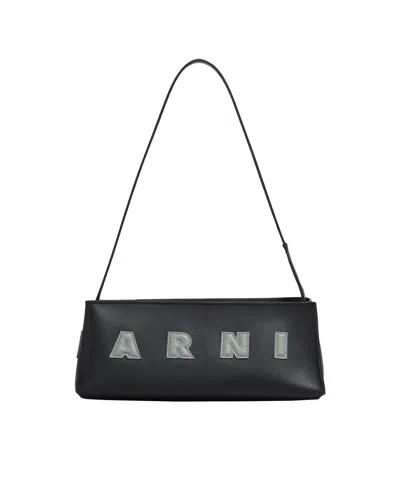 Marni Rectangular Shoulder Bag With Gold-tone Hardware In Black
