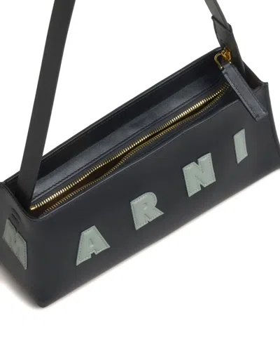 Marni Rectangular Shoulder Bag With Gold-tone Hardware In Black