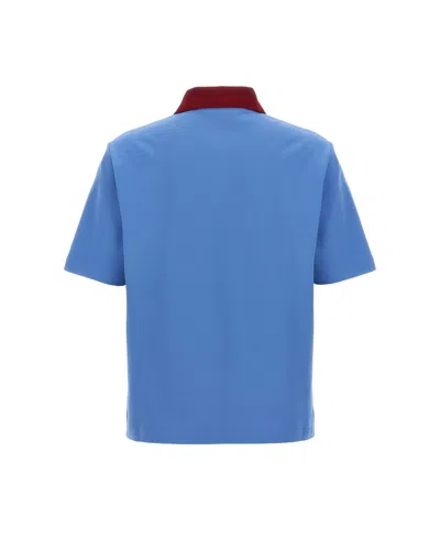 Marni Polo In Piquet Blu Con Colletto A Contrasto