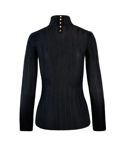 Elisabetta Franchi Black Viscose Yarn Sweater With Logo Details In Black