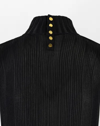 Elisabetta Franchi Black Viscose Yarn Sweater With Logo Details In Black
