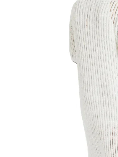Brunello Cucinelli White Knitted Midi Dress