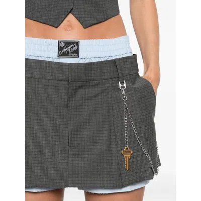 Alexander Wang Logo Wool Blend Mini Skirt In Multi