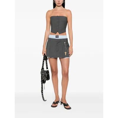 Alexander Wang Logo Wool Blend Mini Skirt In Multi