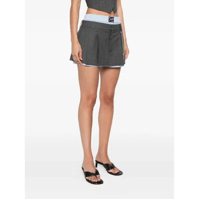 Alexander Wang Logo Wool Blend Mini Skirt In Multi