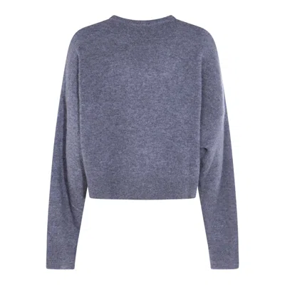 Blumarine Crystal-embellished Wool Sweater In Blue