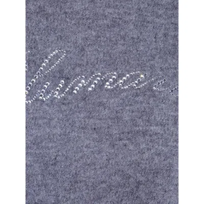 Blumarine Crystal-embellished Wool Sweater In Blue