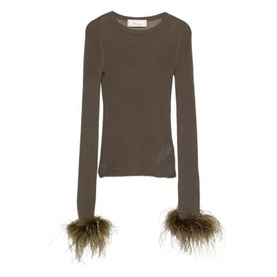 Blumarine Green Sweaters In Brown