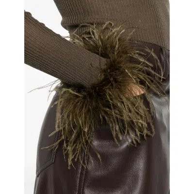 Blumarine Green Sweaters In Brown