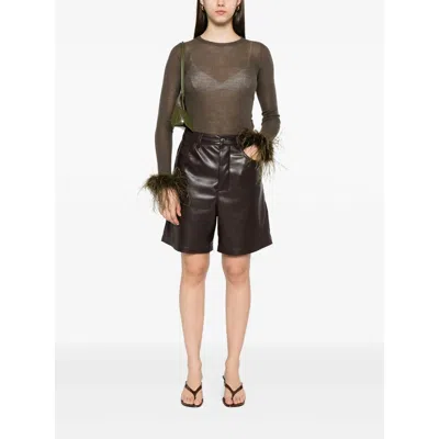 Blumarine Green Sweaters In Brown