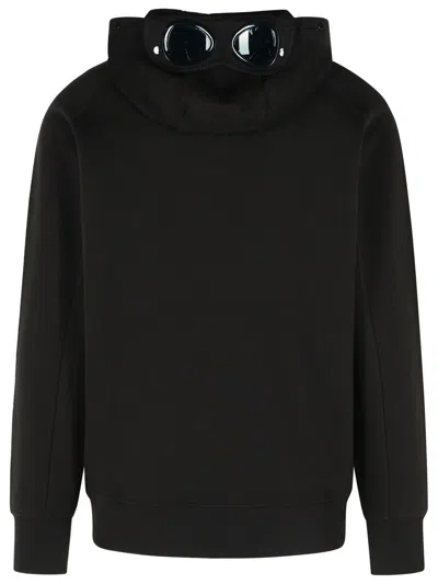 C.p. Company Sweatshirts Hooded Open In Diagonal Raised Fleece Clothing In Black