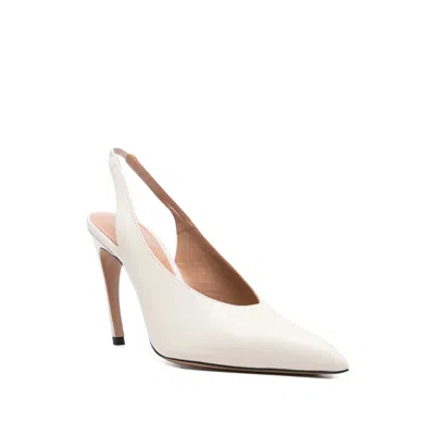 Attico 95mm Viper Leather Slingbacks In White