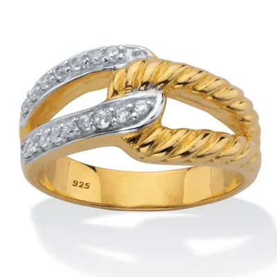 Palm Beach Jewelry .24 Ctt White Round Cubic Zirconia 18k Gold Plated Silver Interlocking Loop Ring