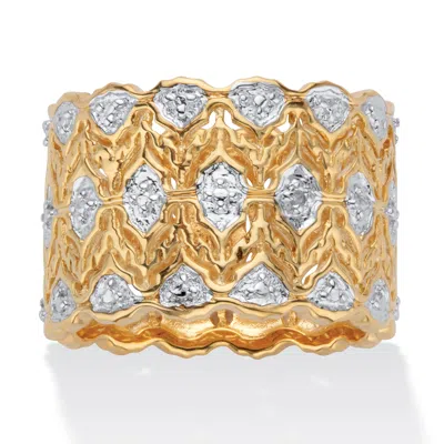 Palm Beach Jewelry Round Diamond Accent 18k Gold-plated Scalloped Two-tone Wide Ring