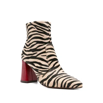 Chie Mihara 80mm Zebra-print Block-heel Ankle Boots In Black