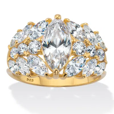 Palm Beach Jewelry 4.44 Cttw. Marquise Cut Cubic Zirconia 14k Gold Plated Silver Engagement Ring