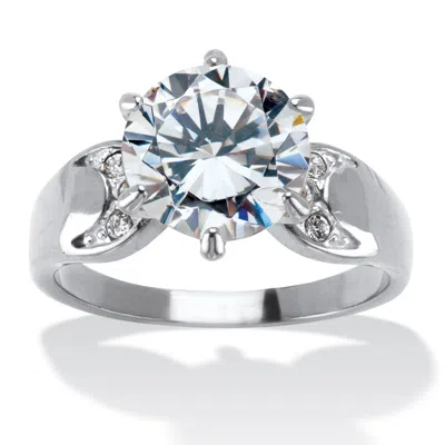 Palm Beach Jewelry 4 Tcw Cubic Zirconia And Crystal Accents Stainless Steel Ring
