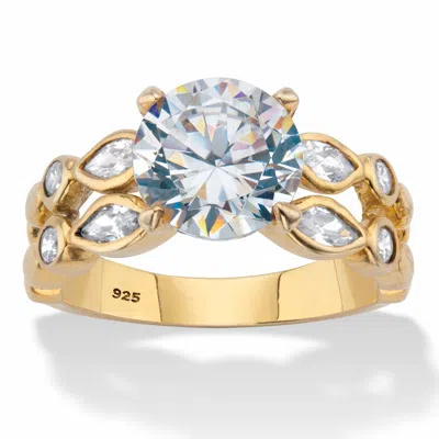 Palm Beach Jewelry 4.34 Cttw. Round Cz Gold-plated Sterling Silver Double-row Engagement Ring