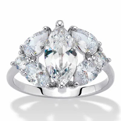 Palm Beach Jewelry 3.76 Cttw. Marquise And Pear-cut Cz Platinum-plated Engagement Ring