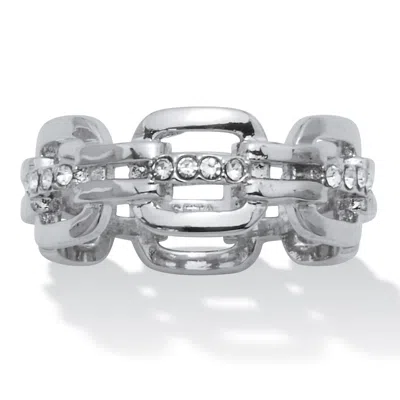 Palm Beach Jewelry .24 Tcw Cubic Zirconia Chic Chain Link Silvertone Ring