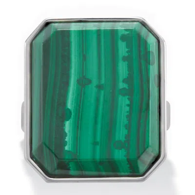 Palm Beach Jewelry Malachite Emerald Shape Platinum-plated Cocktail Ring 1-inch