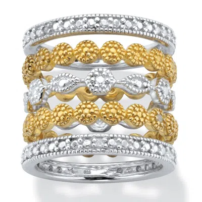 Palm Beach Jewelry 1/6 Cttw. Round Diamond Silver & Gold Plated Stackable Eternity Ring Set