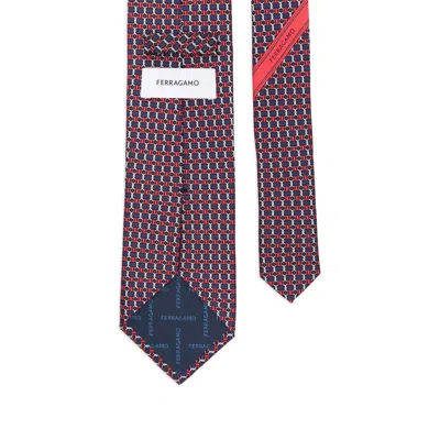 Ferragamo Geometric-pattern Silk Tie Contrast Trim
