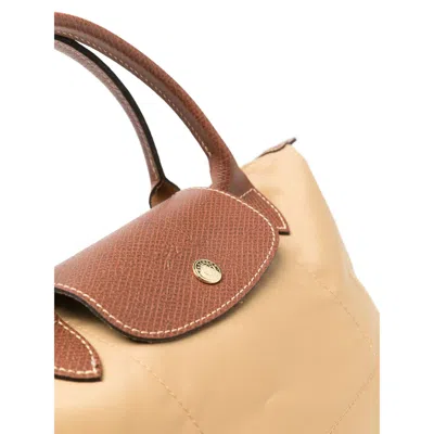 Longchamp Le Pliage S Beige Handbag With Engraved Logo In Recycled Canvas Woman