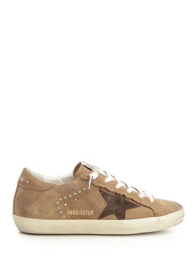 Golden Goose Super Star Suede Upper Star And Heel With Fringe And Studs Sneakers Brown