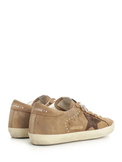 Golden Goose Super Star Suede Upper Star And Heel With Fringe And Studs Sneakers Brown