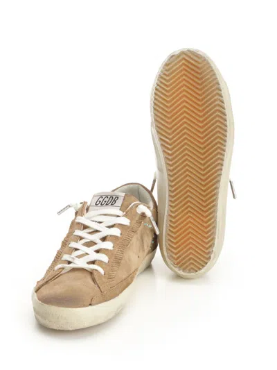 Golden Goose Super Star Suede Upper Star And Heel With Fringe And Studs Sneakers Brown