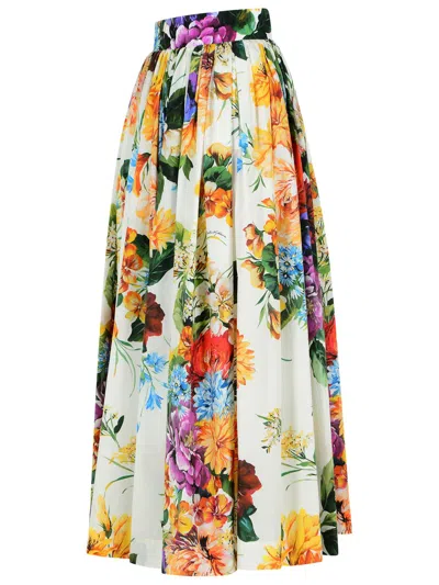Dolce & Gabbana Fiorata Multicolor Cotton Skirt In Multi
