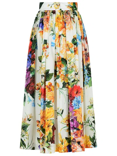 Dolce & Gabbana Fiorata Multicolor Cotton Skirt In Multi