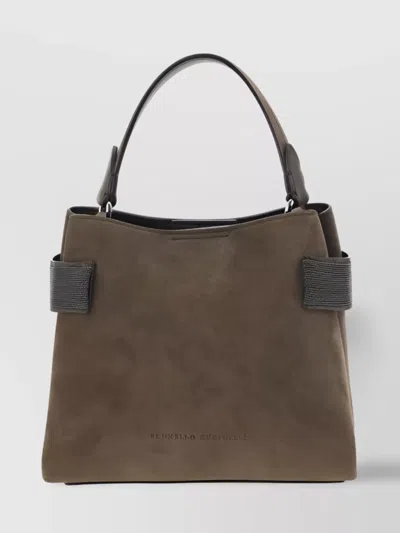Brunello Cucinelli Suede Top Handle Shoulder Bag