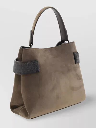 Brunello Cucinelli Suede Top Handle Shoulder Bag