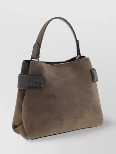 Brunello Cucinelli Suede Top Handle Shoulder Bag