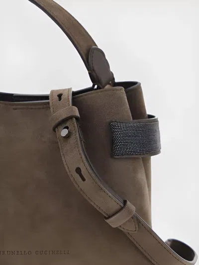 Brunello Cucinelli Suede Top Handle Shoulder Bag