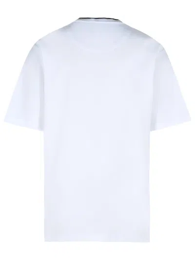 Dolce & Gabbana White Crewneck T-shirt With Logo Embroidery On The Front In White