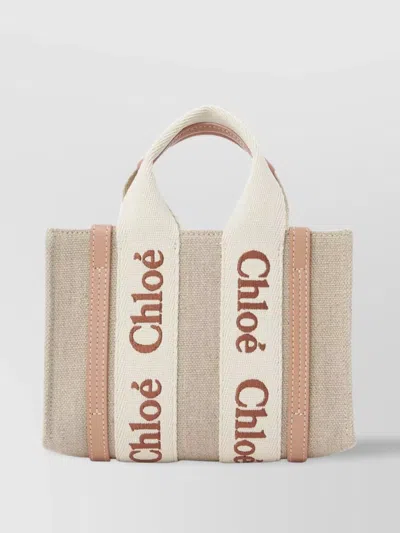 Chloé Small Woody Logo-detail Linen Tote Bag