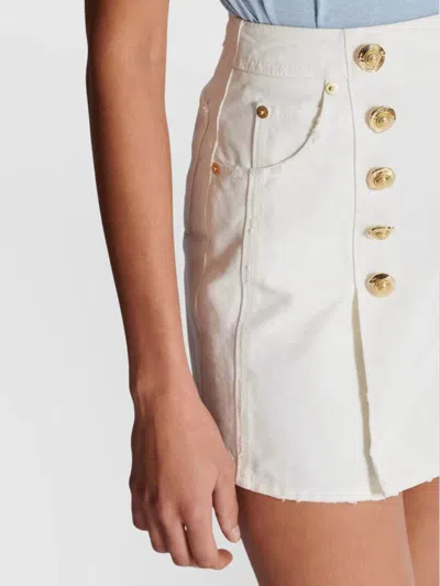 Balmain Skirt Cotton Canvas Gold Buttons