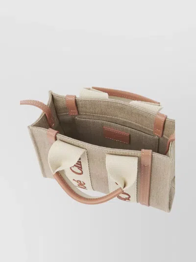 Chloé Small Woody Logo-detail Linen Tote Bag